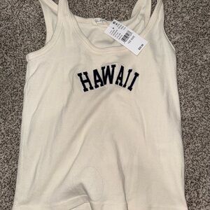Brandy Melville White 'Hawaii' Tank Top